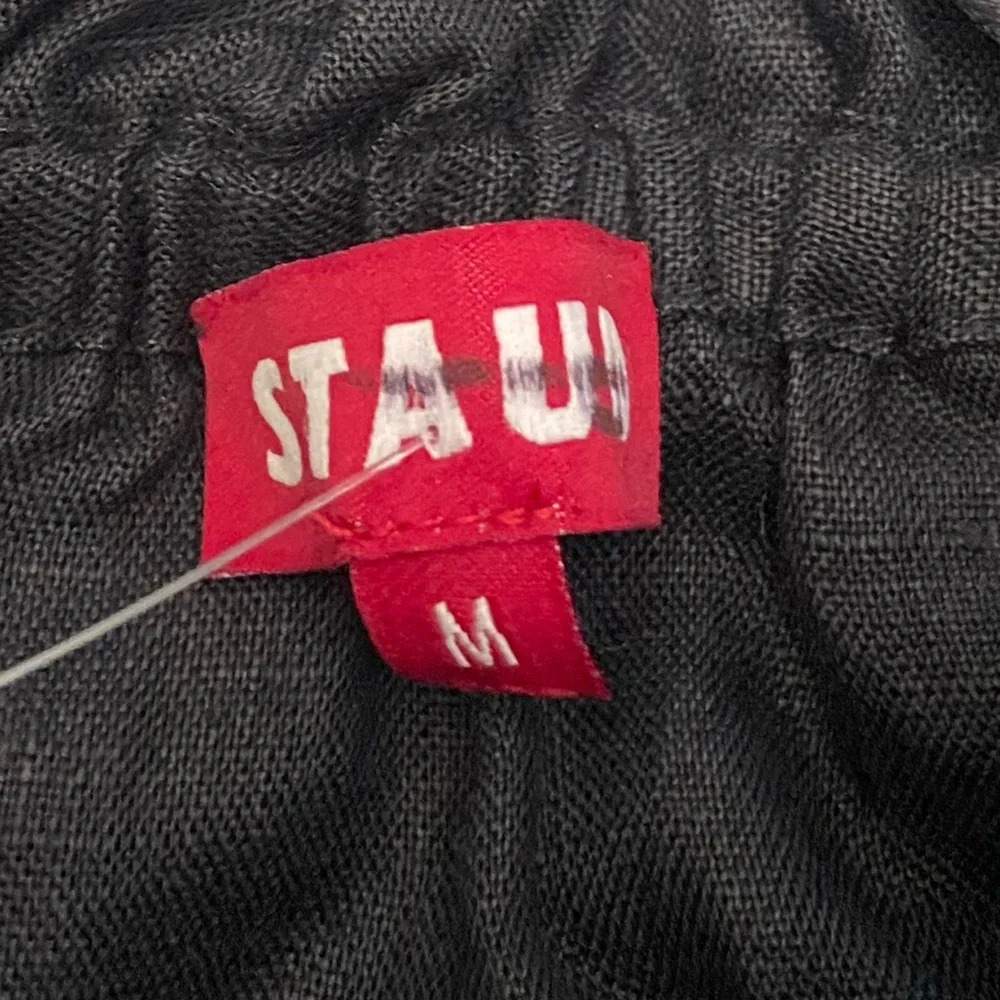 New! Staud Tristan Black Linen Off The Shoulder Crop Top NWOT 27173 - Picture 10 of 11